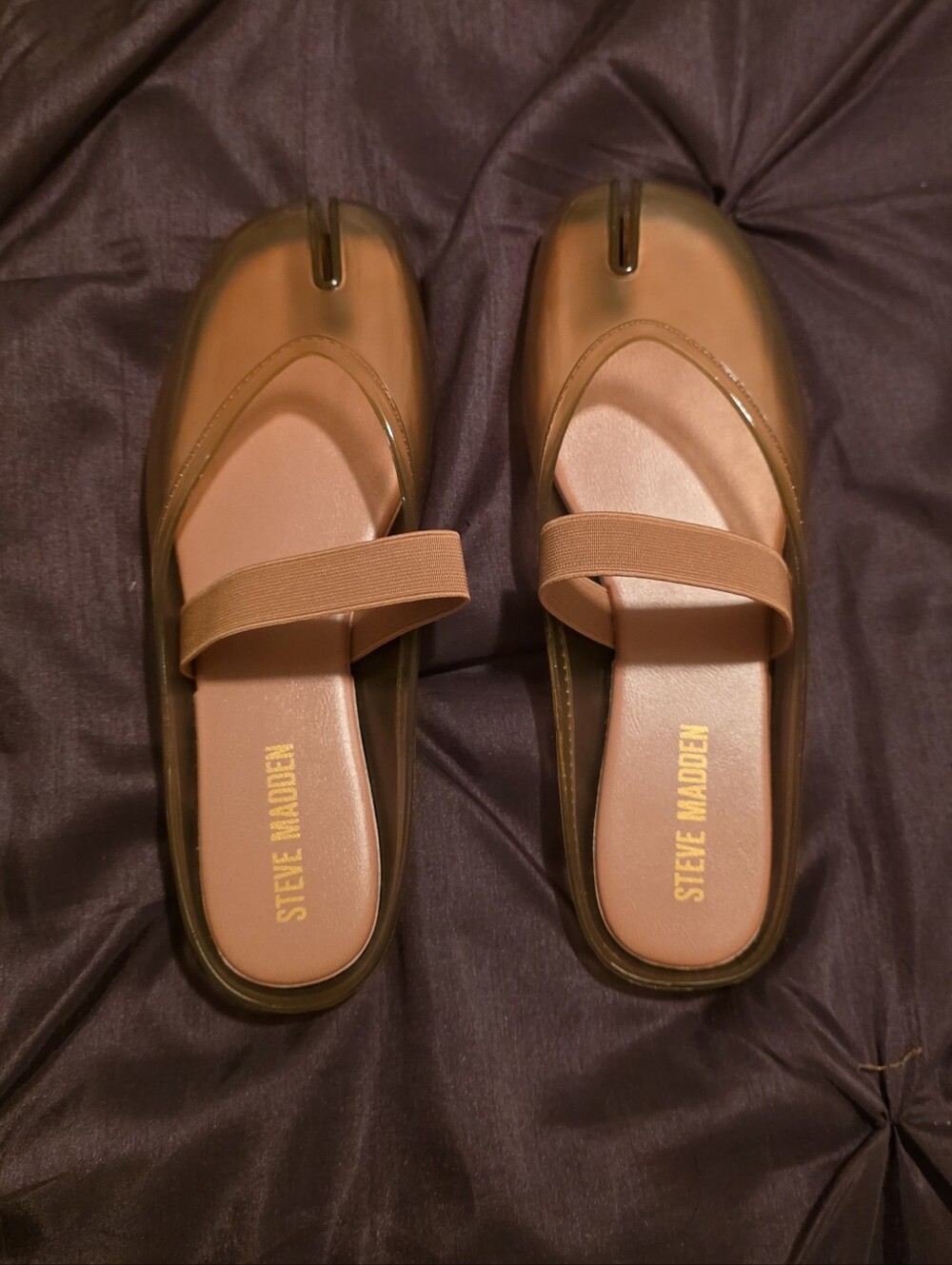 Steve Madden Cova Split Toe Tabi Jelly Mule Flats In Blush - Picture 9 of 9